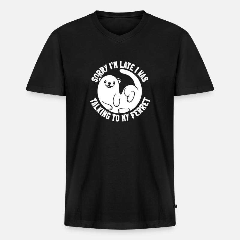 Frettchen Iltis Niedlich - Männer Premium Bio T-Shirt mit V-Ausschnitt - Schwarz