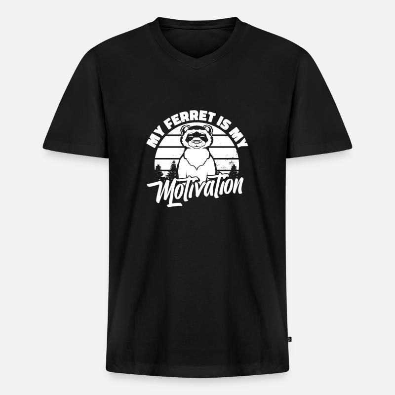 Frettchen Iltis Niedlich - Männer Premium Bio T-Shirt mit V-Ausschnitt - Schwarz