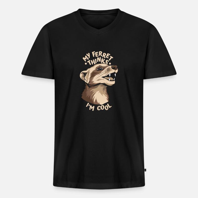 Frettchen Iltis Cool - Männer Premium Bio T-Shirt mit V-Ausschnitt - Schwarz