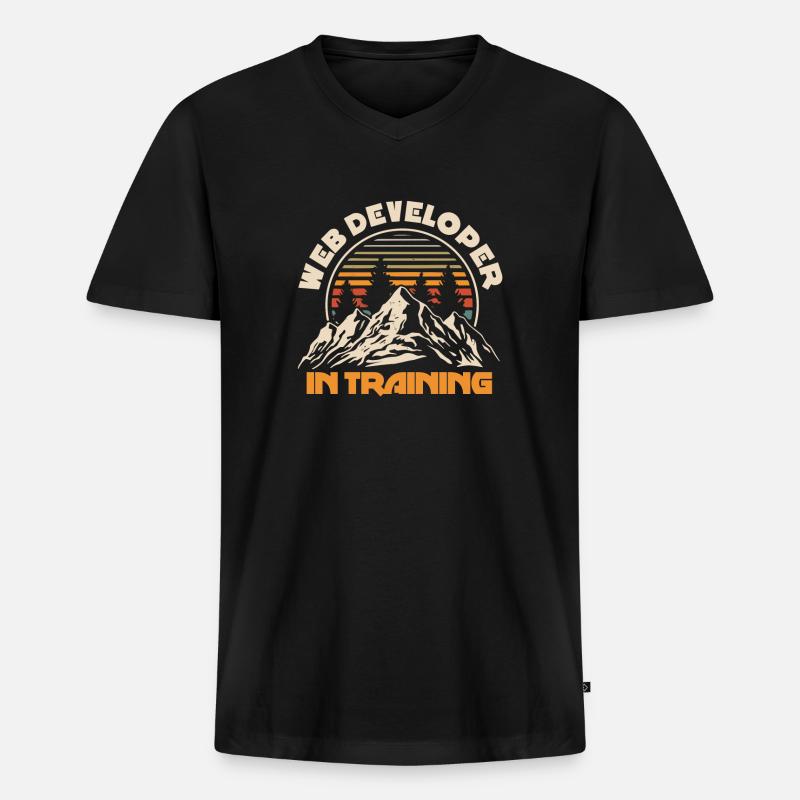 Web Developer Web Developer Mountains - Men's Premium Organic T-shirt with V-neck - black