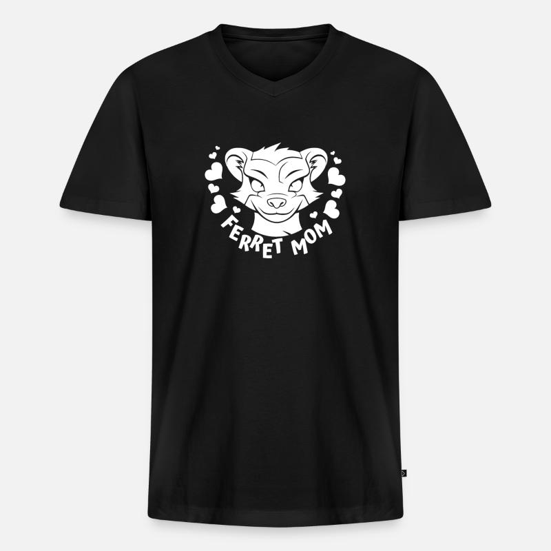 Frettchen Iltis Mutter - Männer Premium Bio T-Shirt mit V-Ausschnitt - Schwarz