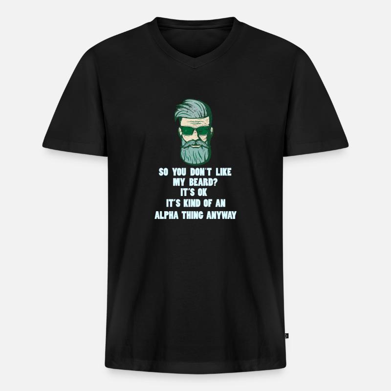 Bart Vollbart - Männer Premium Bio T-Shirt mit V-Ausschnitt - Schwarz