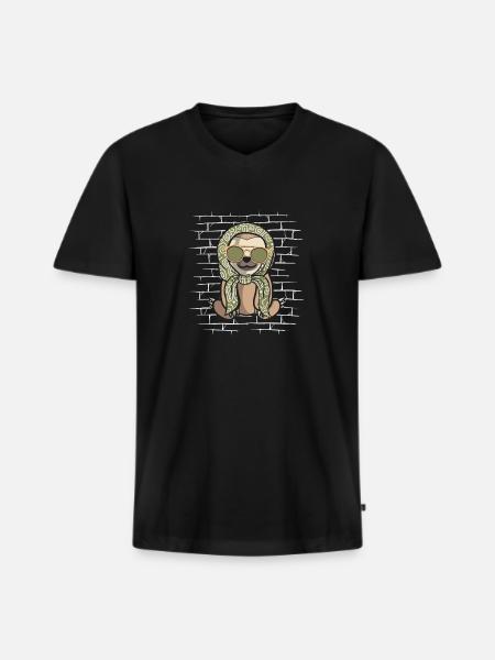 Sloth Sunglasses - Men's Premium Organic T-shirt with V-neck - black