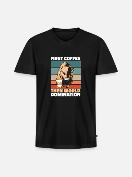 Bison Buffalo Coffee - Men's Premium Organic T-shirt with V-neck - black