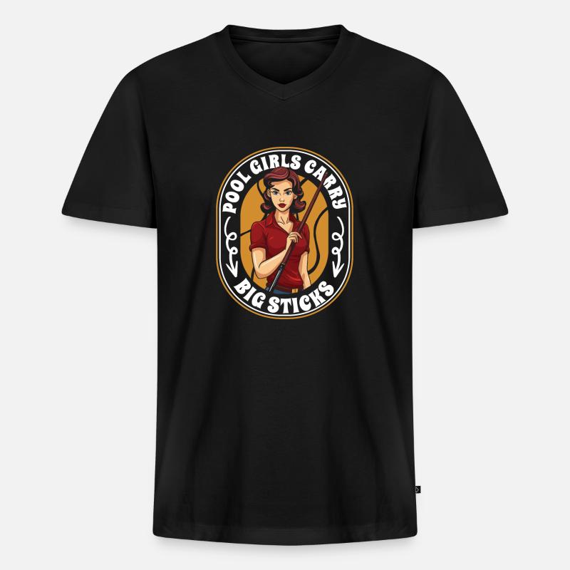 Billard Mädchen - Männer Premium Bio T-Shirt mit V-Ausschnitt - Schwarz