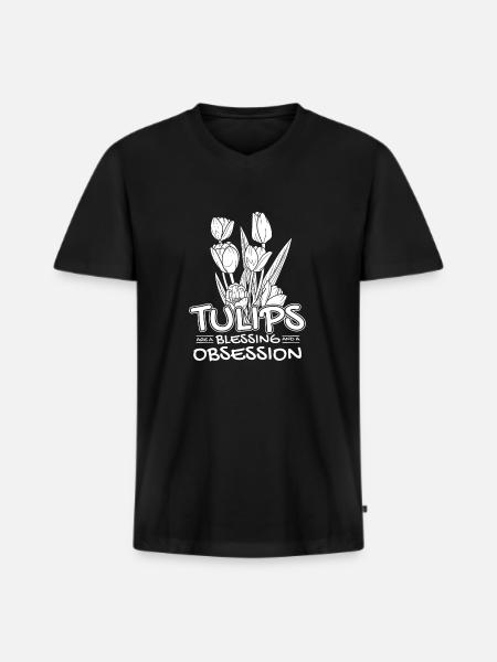 Tulips Tulips - Men's Premium Organic T-shirt with V-neck - black