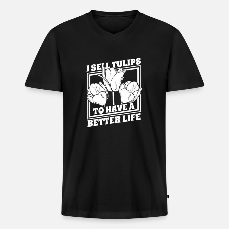 Tulpen Tulpen - Männer Premium Bio T-Shirt mit V-Ausschnitt - Schwarz