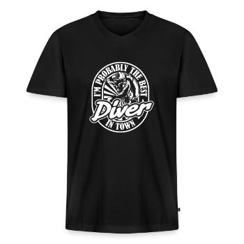 Tauchen Taucher - Männer Premium Bio T-Shirt mit V-Ausschnitt - Schwarz - Vorne - Nico (187cm)