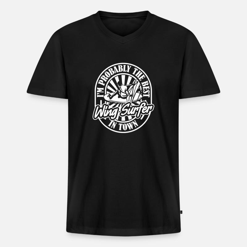 Wing Surf Wing Foil - Männer Premium Bio T-Shirt mit V-Ausschnitt - Schwarz