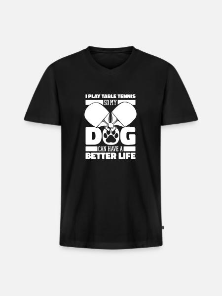 Table Tennis Ping-Pong Dog - Men's Premium Organic T-shirt with V-neck - black