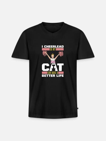 Cheerleader Cheerleading - Maglietta ecologica premium da uomo con scollo a V - nero