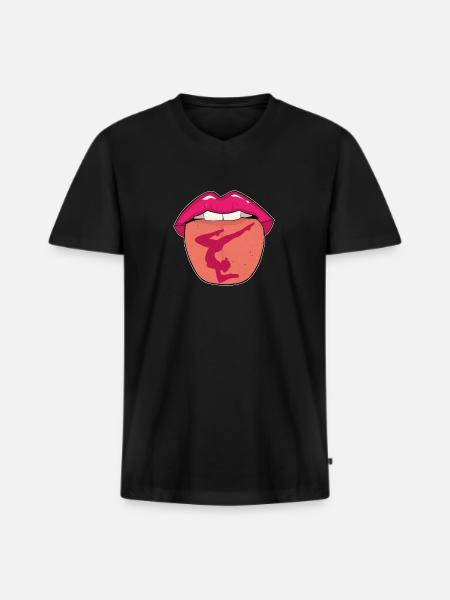 Yoga - Männer Premium Bio T-Shirt mit V-Ausschnitt - Schwarz