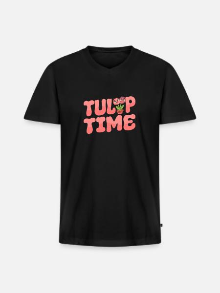 Tulips Cute - Men's Premium Organic T-shirt with V-neck - black