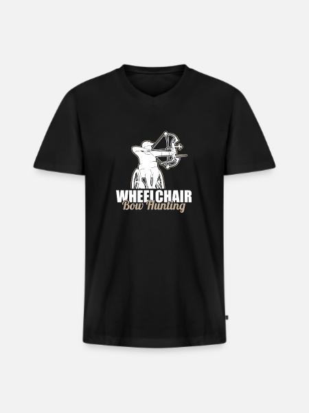 Bogenjagd Bogenjäger Rollstuhl - Männer Premium Bio T-Shirt mit V-Ausschnitt - Schwarz