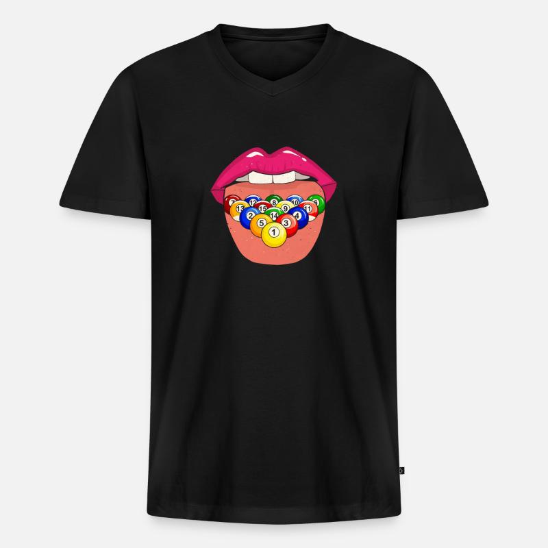 Billard Cool - Männer Premium Bio T-Shirt mit V-Ausschnitt - Schwarz