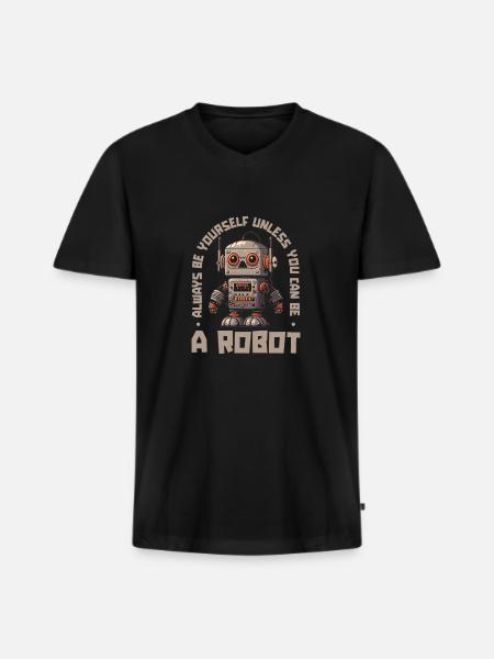 Robotik Ai Roboter Lustig - Männer Premium Bio T-Shirt mit V-Ausschnitt - Schwarz
