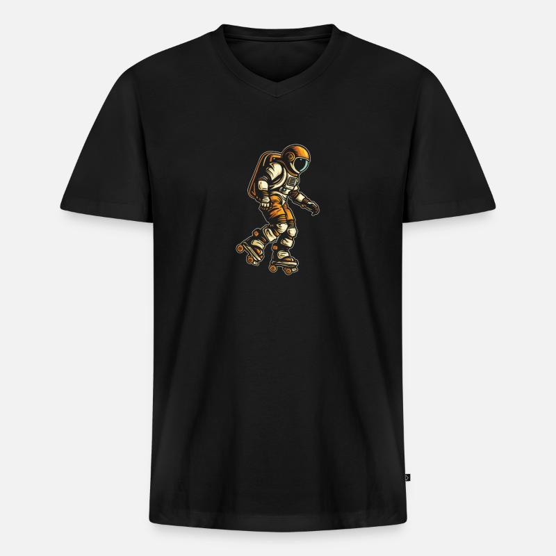 Rollschuhe Rollschuhlaufen Astronaut - Männer Premium Bio T-Shirt mit V-Ausschnitt - Schwarz