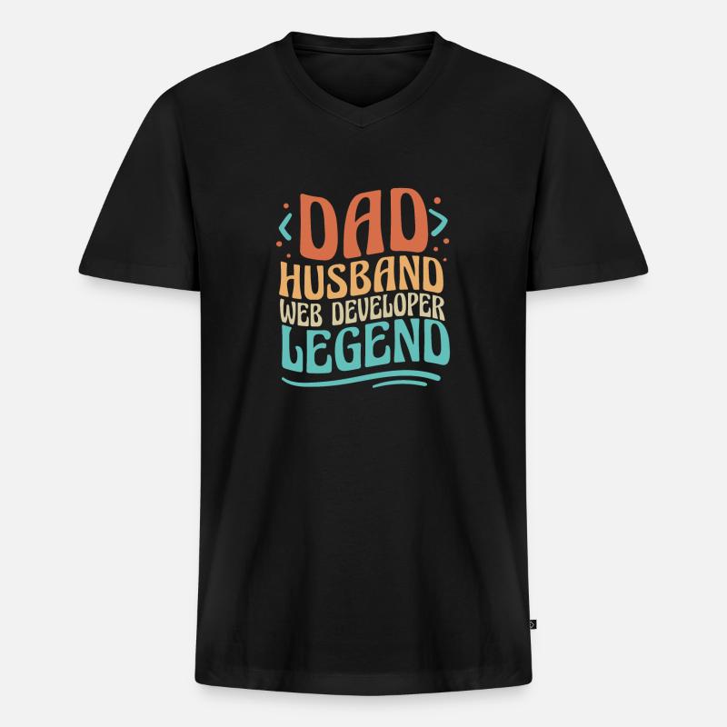 Web Entwickler Webdeveloper Vater - Männer Premium Bio T-Shirt mit V-Ausschnitt - Schwarz
