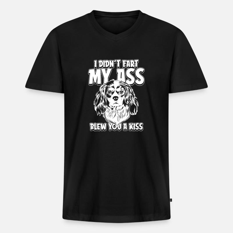 King Charles Cavalier - Männer Premium Bio T-Shirt mit V-Ausschnitt - Schwarz