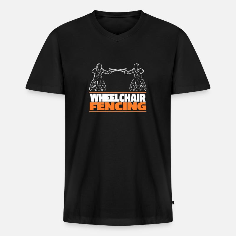 Fechten Fechter Rollstuhl - Männer Premium Bio T-Shirt mit V-Ausschnitt - Schwarz