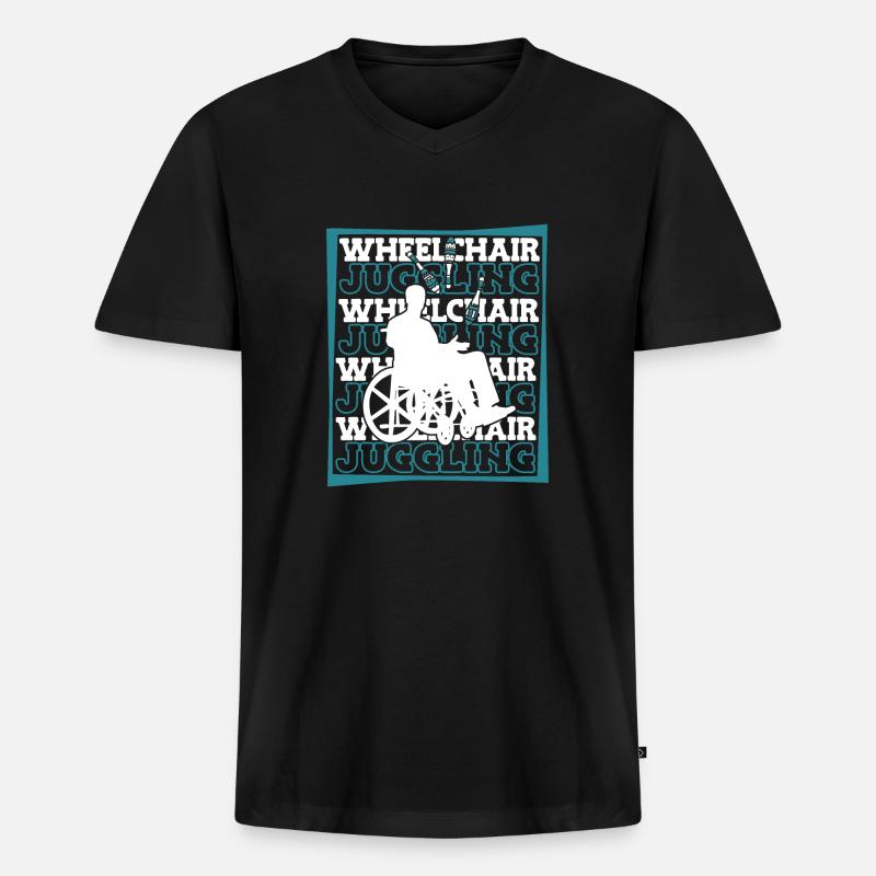 Jonglieren Jongleur Rollstuhl - Männer Premium Bio T-Shirt mit V-Ausschnitt - Schwarz