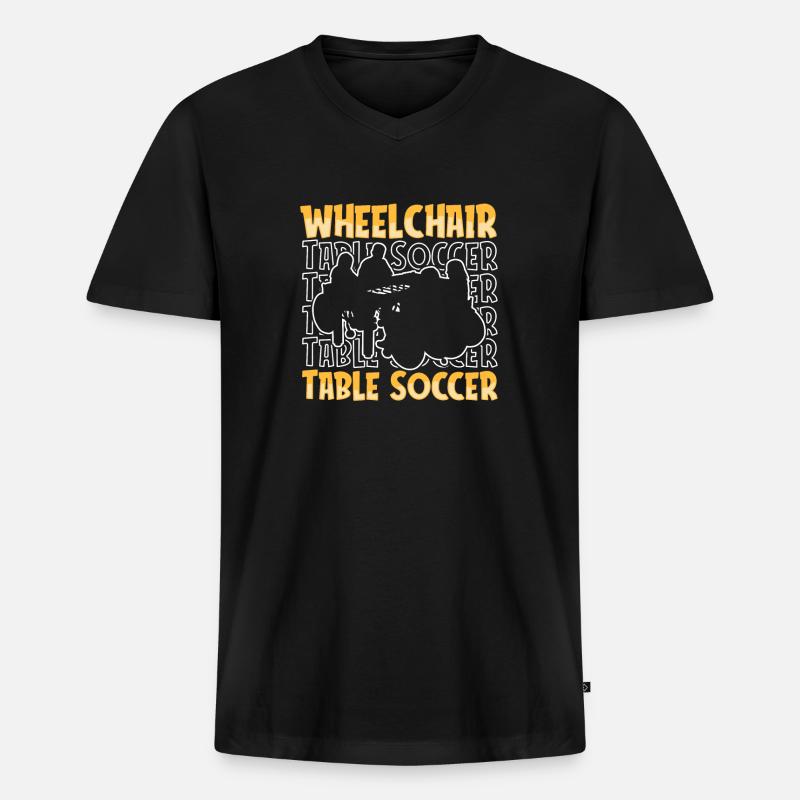 Tischfußball Kicker Rollstuhl - Männer Premium Bio T-Shirt mit V-Ausschnitt - Schwarz