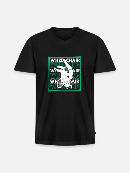 Wrestling Wrestler Rollstuhl - Männer Premium Bio T-Shirt mit V-Ausschnitt - Schwarz