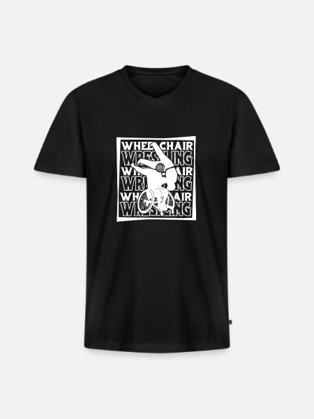 Wrestling Wrestler Rollstuhl - Männer Premium Bio T-Shirt mit V-Ausschnitt - Schwarz