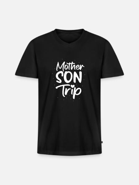 Maman Mutter Voyage Mère Fils - T-shirt encolure en V Premium bio Homme - noir