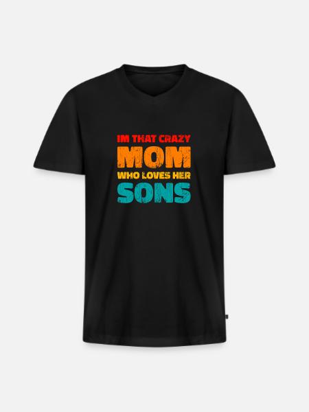 Maman Mère Fils - T-shirt encolure en V Premium bio Homme - noir