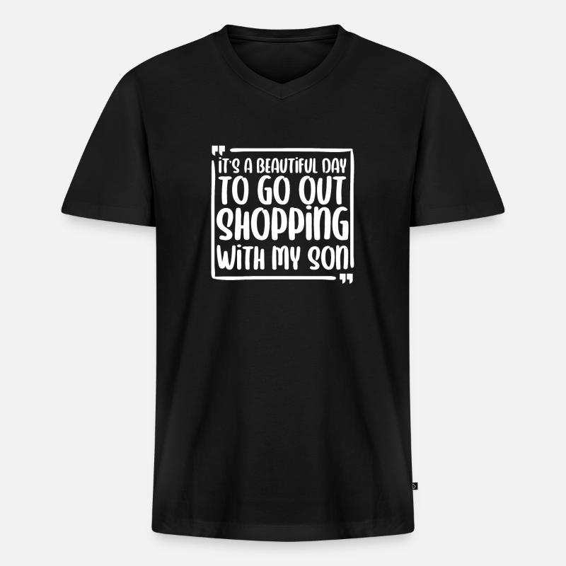 Mom Mutter Sohn - Männer Premium Bio T-Shirt mit V-Ausschnitt - Schwarz