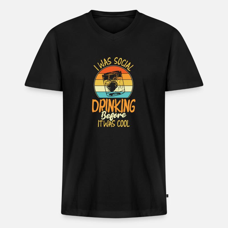 Whisky Whiskey Cool - Männer Premium Bio T-Shirt mit V-Ausschnitt - Schwarz