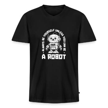 Robotik Ai Roboter - Männer Premium Bio T-Shirt mit V-Ausschnitt - Schwarz - Vorne - Nico (187cm)