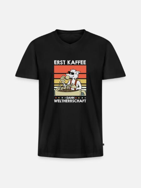 Wolf Coffee - Men's Premium Organic T-shirt with V-neck - black