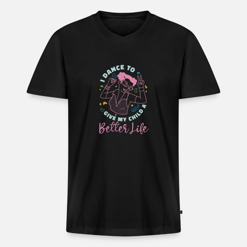 Mom Mutter Kind Tanz Mutter - Männer Premium Bio T-Shirt mit V-Ausschnitt - Schwarz