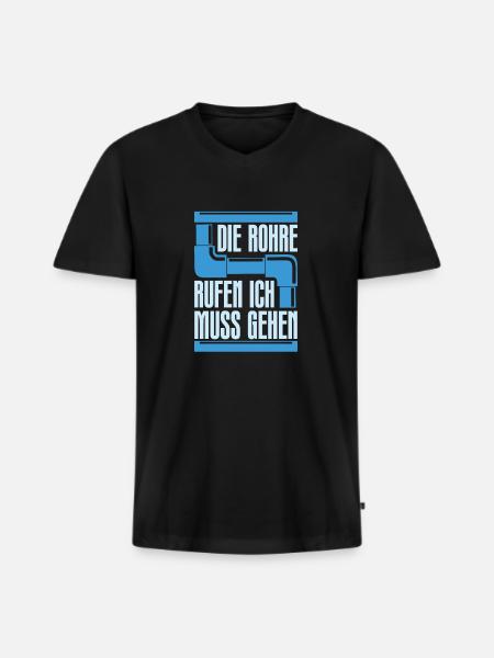 Rohrleitungsbauer Witzig - Männer Premium Bio T-Shirt mit V-Ausschnitt - Schwarz
