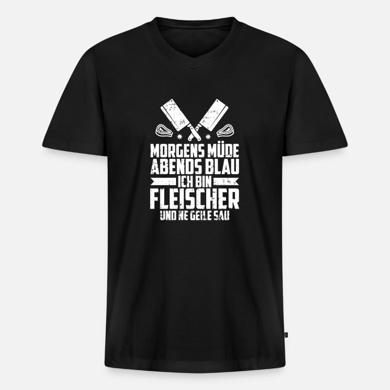 Fleischer Metzger Schlachter - Männer Premium Bio T-Shirt mit V-Ausschnitt - Schwarz