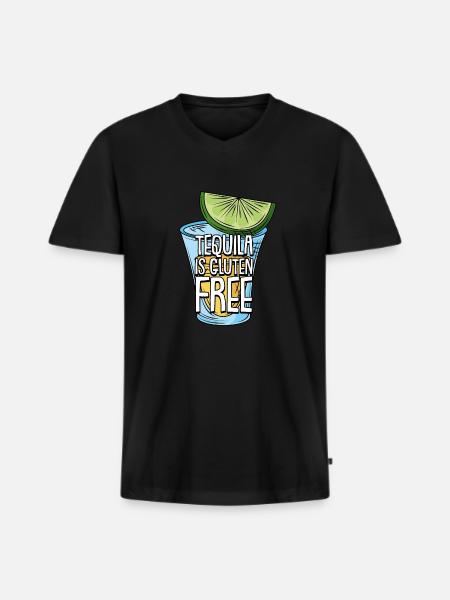Gluten Free Tequila - Men's Premium Organic T-shirt with V-neck - black