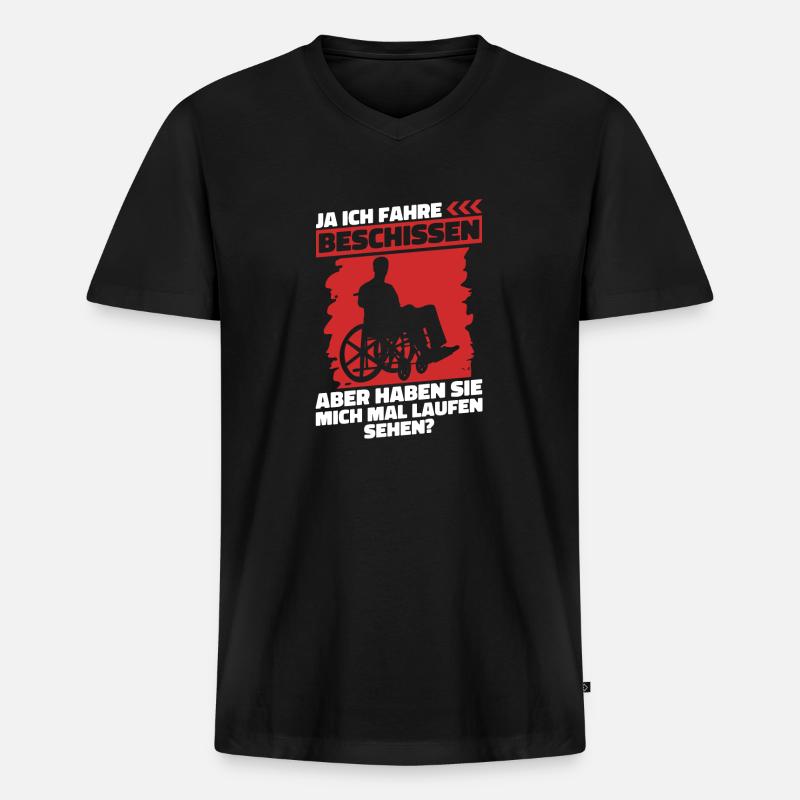 Rollstuhl Rollstuhlfahrer Lustig - Männer Premium Bio T-Shirt mit V-Ausschnitt - Schwarz