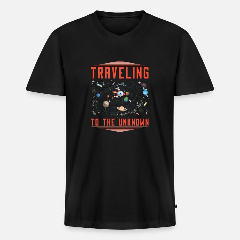 Voyage spatial Colonisation de l’espace - T-shirt encolure en V Premium bio Homme - noir