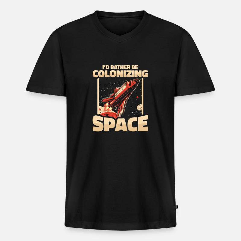 space, space, rocket, space colonization - Men's Premium Organic T-shirt with V-neck - black