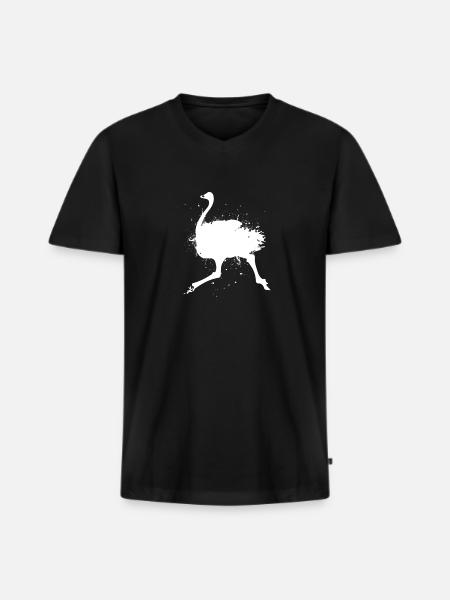 Bird Ostrich Ratites - Men's Premium Organic T-shirt with V-neck - black