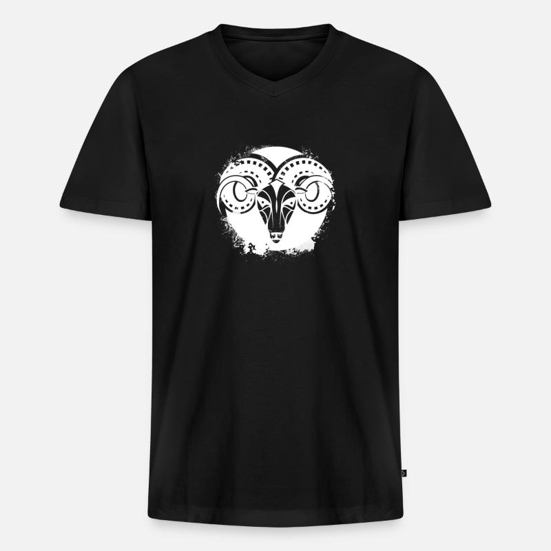 Widder Ziege - Männer Premium Bio T-Shirt mit V-Ausschnitt - Schwarz