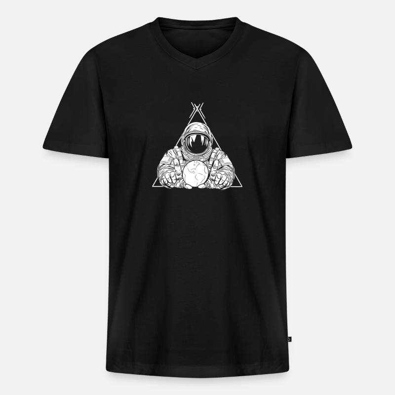 Astronaut Raumfahrer Kosmonaut - Männer Premium Bio T-Shirt mit V-Ausschnitt - Schwarz
