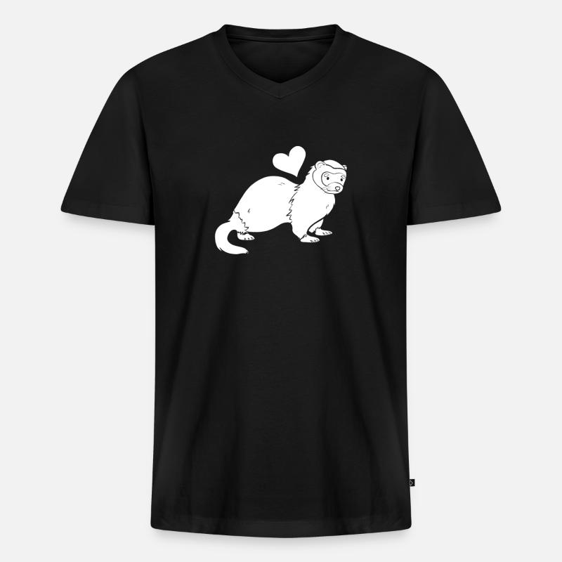 Frettchen Iltis Herz - Männer Premium Bio T-Shirt mit V-Ausschnitt - Schwarz
