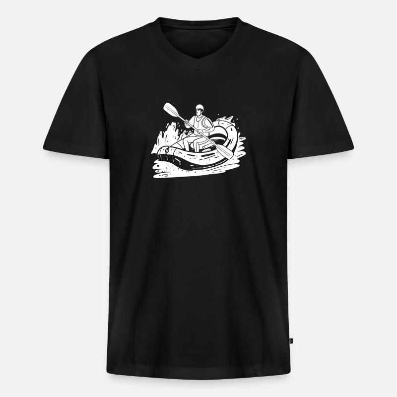 Rafting - Männer Premium Bio T-Shirt mit V-Ausschnitt - Schwarz
