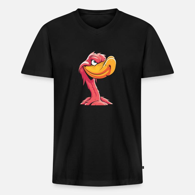 Flamingo Witzig - Männer Premium Bio T-Shirt mit V-Ausschnitt - Schwarz