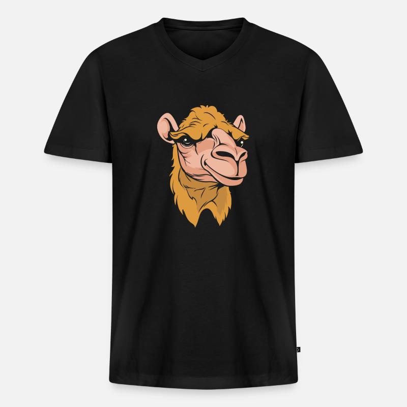 Kamel Cool - Männer Premium Bio T-Shirt mit V-Ausschnitt - Schwarz