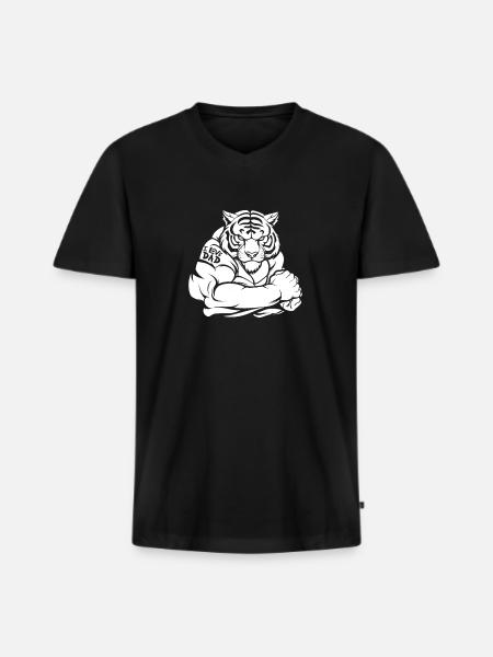 Tatouage biceps de tigre - T-shirt encolure en V Premium bio Homme - noir