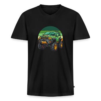 Monster Truck - T-shirt encolure en V Premium bio Homme - noir - Devant - Nico (187cm)